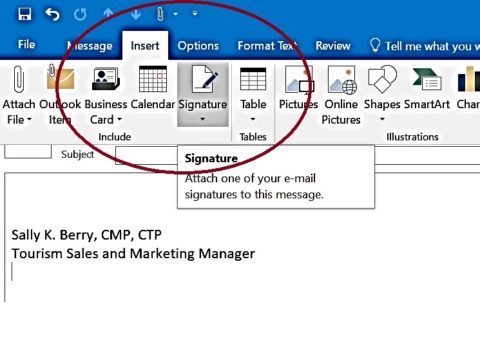 signaure area on Outlook